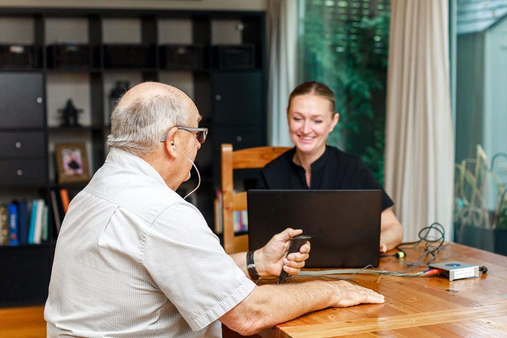 Jennifer Abbott with a senior male client